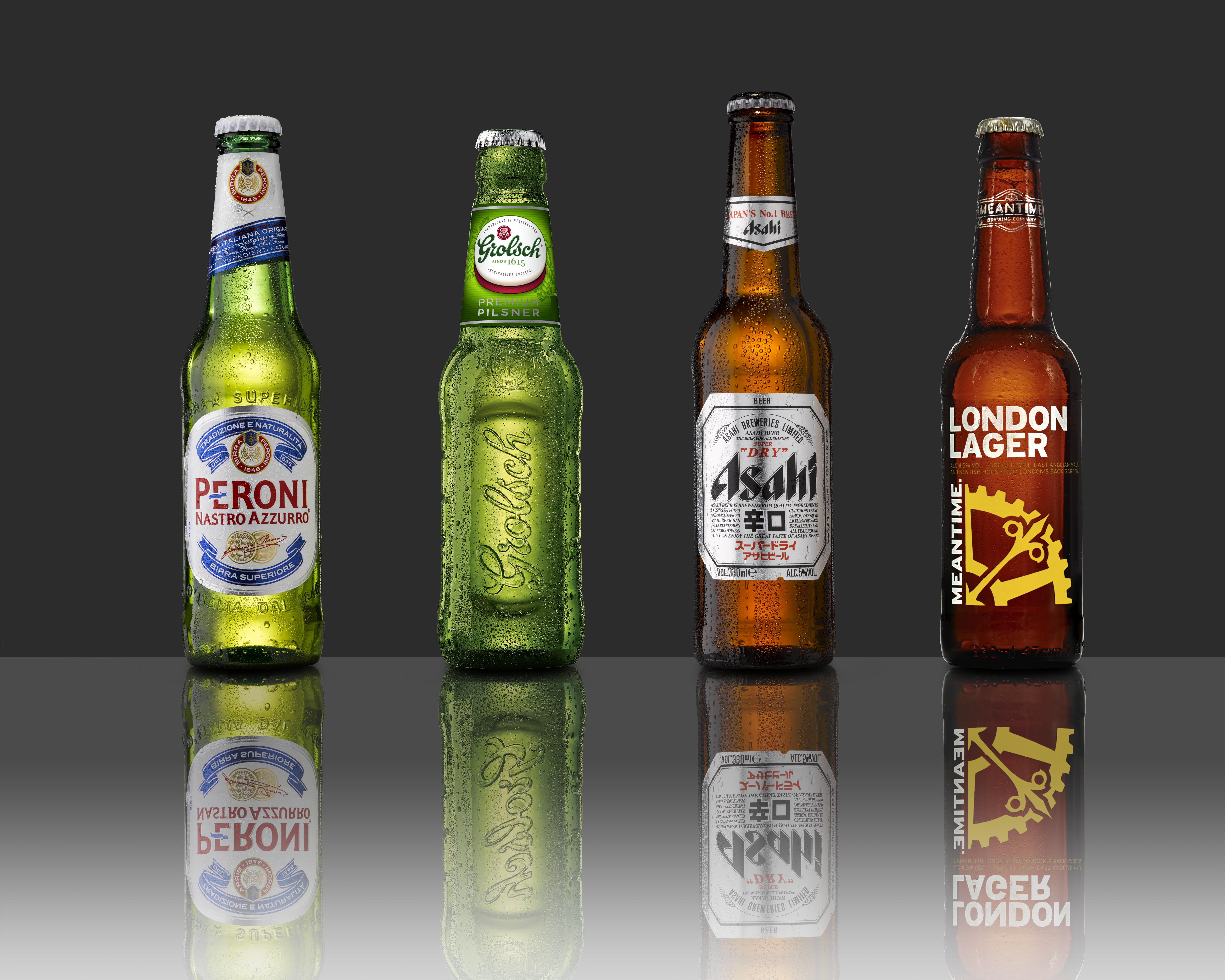 peroni, grolsch, asahi & london lager